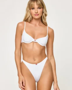 Belle Bikini Top - White Rosette