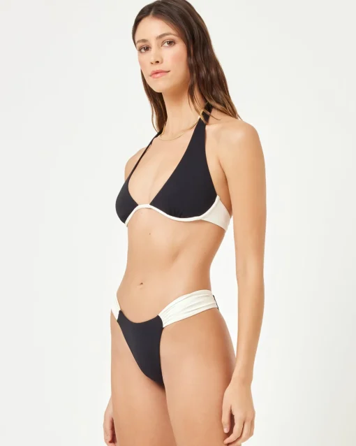 Isa Bikini Top - Black-Cream