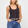Jeanie Pointelle Tank - Black