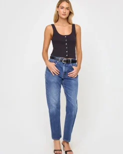 Jeanie Pointelle Tank - Black
