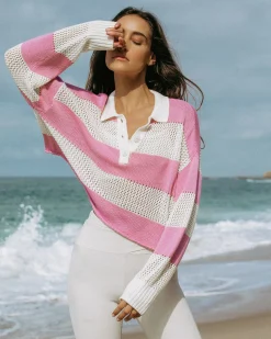 LSPACE X Anthropologie Rugby Sweater - Pink Lady