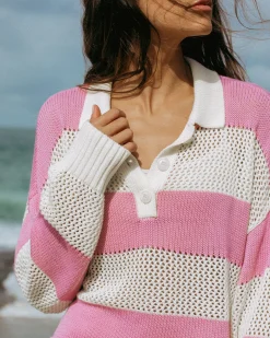 LSPACE X Anthropologie Rugby Sweater - Pink Lady