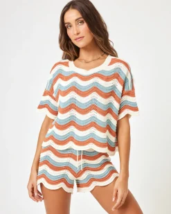 Make Waves Knit Short - Del Mar Stripe