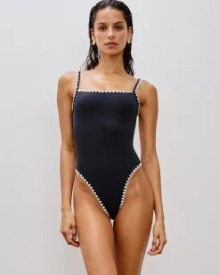 Nadia One Piece Swimsuit - Black-Cream