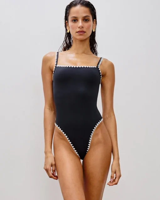 Nadia One Piece Swimsuit - Black-Cream