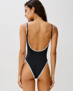 Nadia One Piece Swimsuit - Black-Cream
