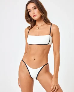 Ribbed Jay Bikini Bottom - Cream Black