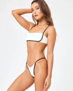 Ribbed Jay Bikini Bottom - Cream Black