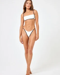 Ribbed Jay Bikini Bottom - Cream Black