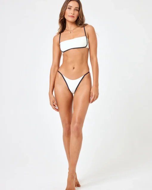 Ribbed Jay Bikini Bottom - Cream Black