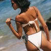 Ribbed Nora Bikini Bottom - Cream Black