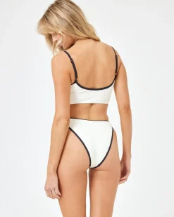 Ribbed Nora Bikini Bottom - Cream Black