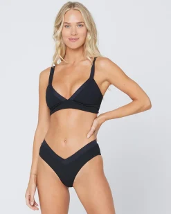 Ribbed Pratt Bikini Bottom - Black